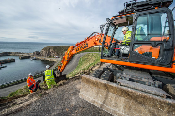 Work has begun to prevent landslips in Portknockie.