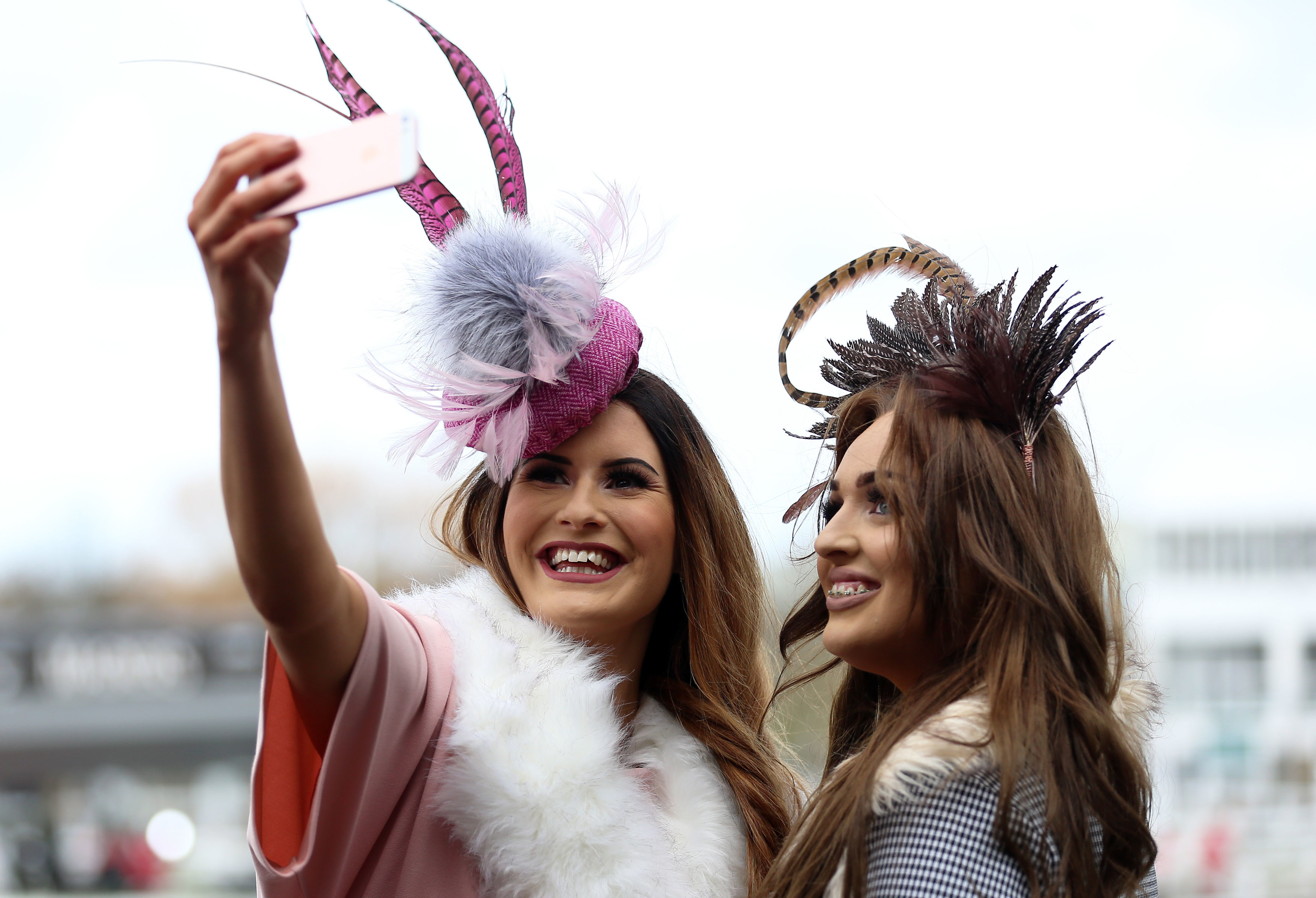 Amy Brown (left) and Jessica Carpenter ahead of Ladies Day.