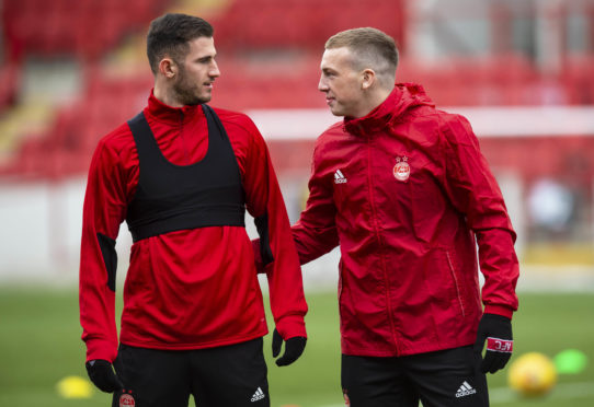 Aberdeen's Dominic Ball (L) and Lewis Ferguson.