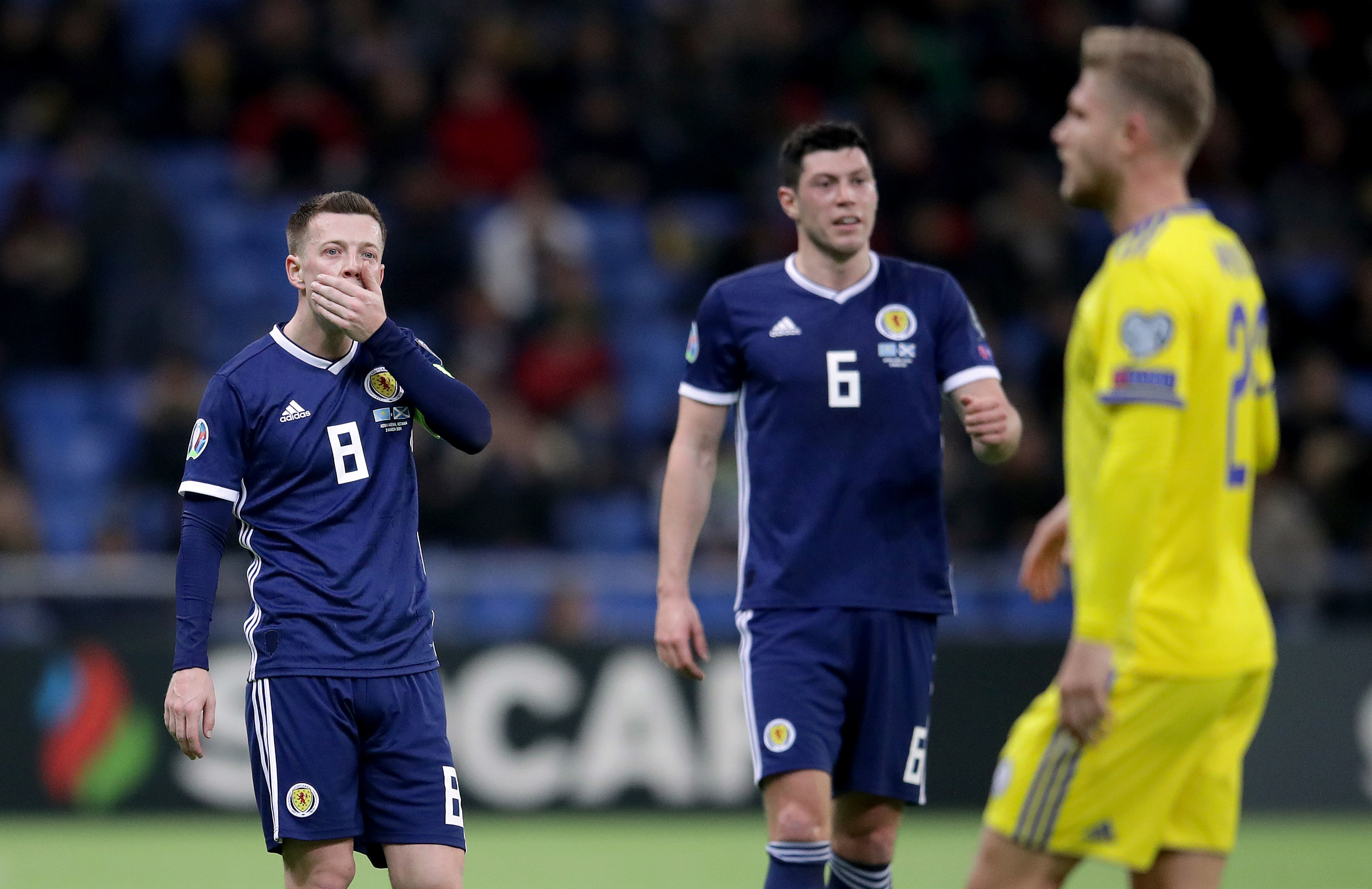 Scotland's Callum McGregor appears dejected during the UEFA Euro 2020 Qualifying, Group I match at the Astana Arena.
