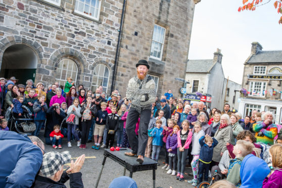 Performer Todd Various performs at Culture Day in Forres as part of the festival.