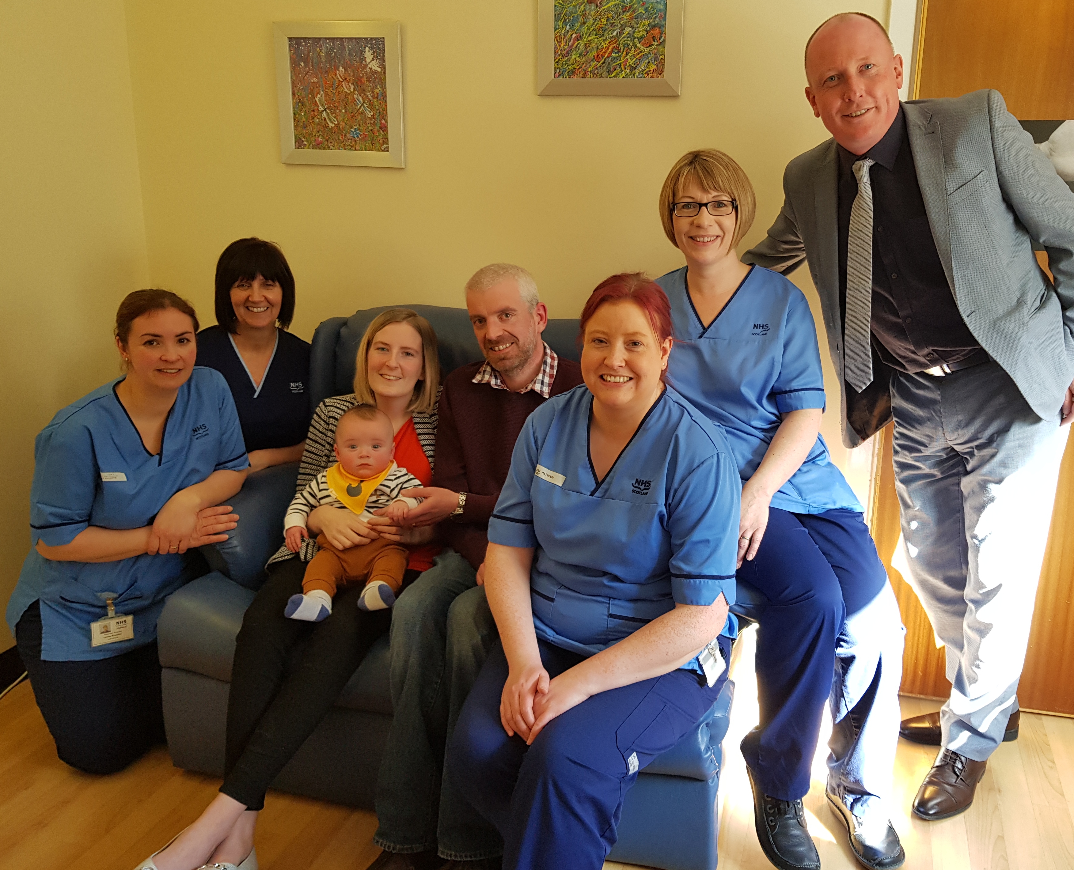 Robert and Hannah Toohill returned to SCBU with their seven month old son Fraser to thank staff for their "amazing" care in the weeks following his birth.