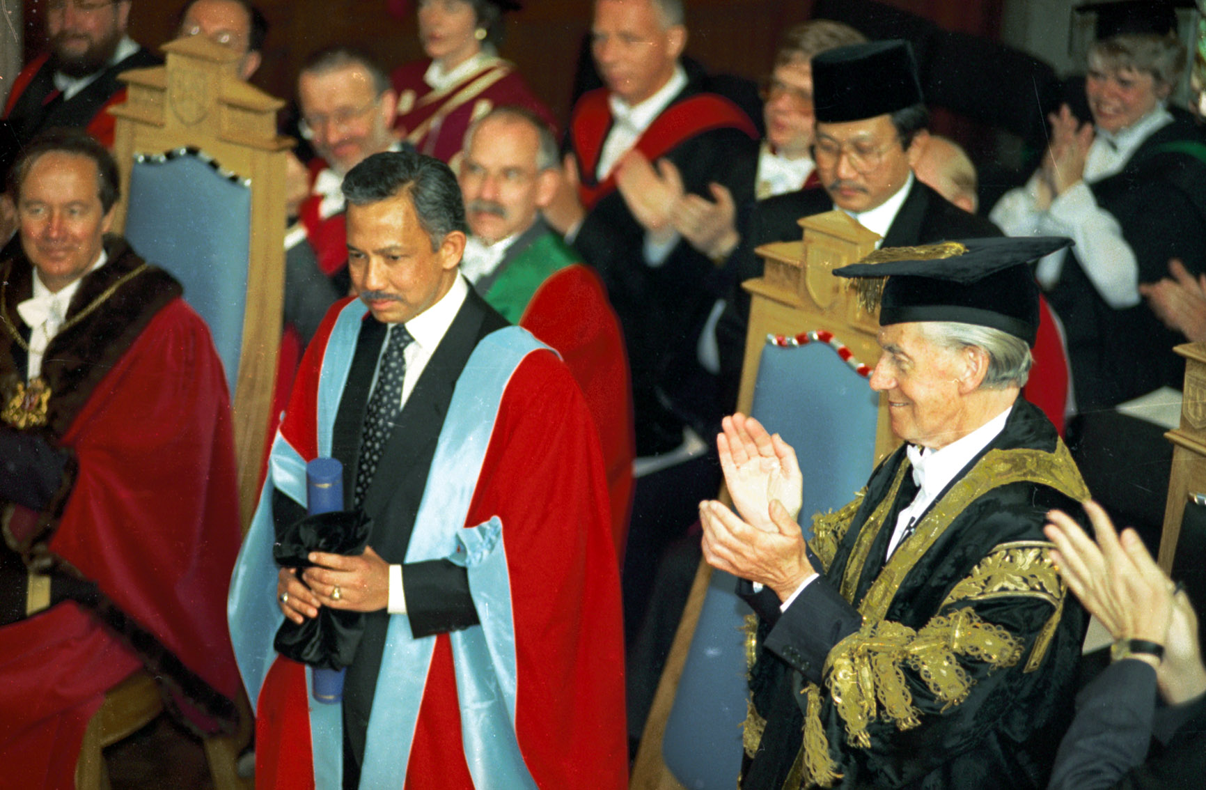 The Sultan of Brunei, receives an Honorary Doctor of Law degree at an Aberdeen University graduation ceremony in 1995.