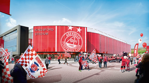 The planned Aberdeen FC stadium at Kingsford.