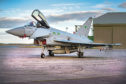An RAF Lossiemouth Typhoon recently painted with the IX(B) Squadron markings.