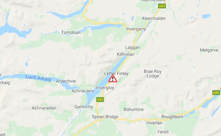 A map from Traffic Scotland showing the location of the accident