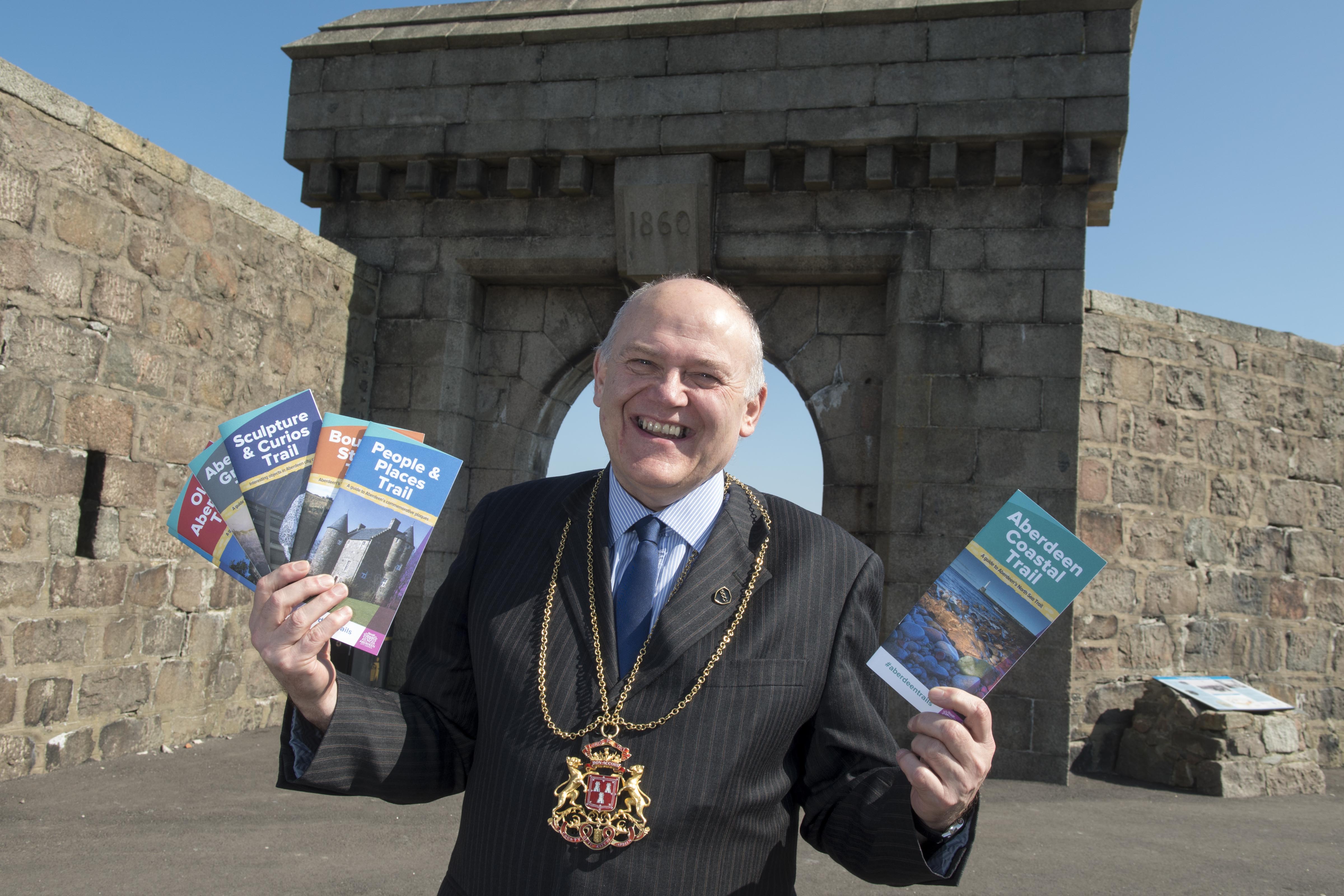The Lord Provost Barney Crockett launched the new series of Aberdeen Trail Books-