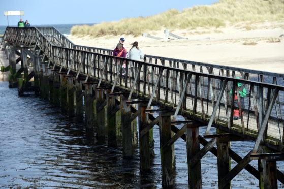 The bridge from Seatown to the East Beach, Lossiemouth.