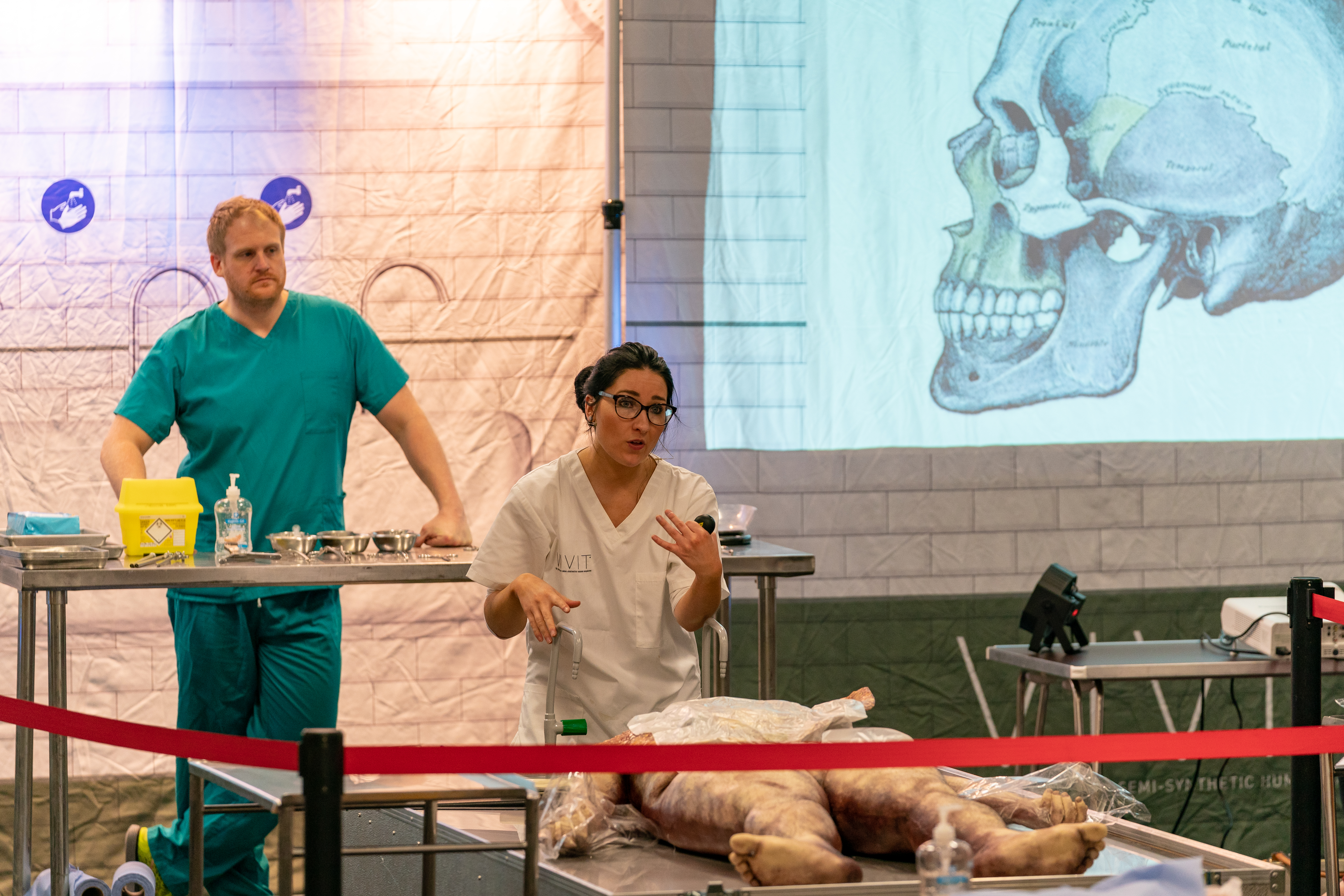 Moray College UHI hosts live human body dissection with synthetic cadaver to teach students a variety of clinical skills.