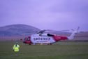 This is the scene of the Rescue of a climber who fell in the presence of his son on the cliffs West of Portsoy, Aberdeenshire. The male, aged 55 would have sustained a broken leg and was conveyed to Hospital, by Coastgurad Helicopter. It is though was taken to Raigmore, Inverness. Photographed by JASPERIMAGE ©.