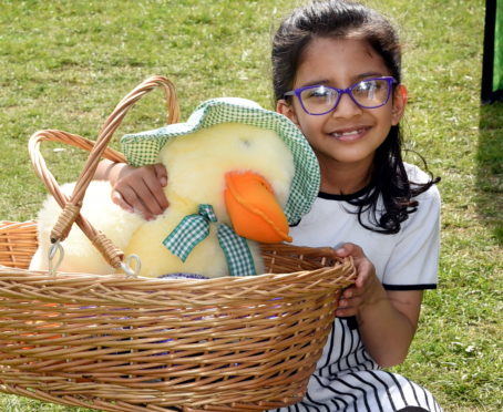 Indrani Dutta at the Easter egg hunt at Castle Fraser.