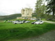 The convoy enjoys a break at Braemar Castle.