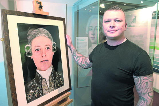 Inverness artist Hew Morrison with his newly unveiled portrait of Bonnie Prince Charlie which is on display in Inverness Museum and Art Gallery.
Picture by Sandy McCook.