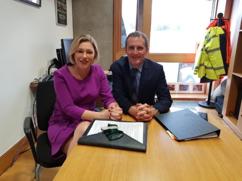 MSP Gillian Martin with transport secretary Michael Matheson.