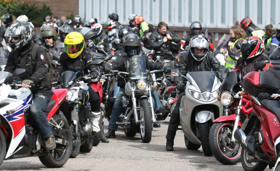 Start of the 15th annual Highland Classic Motorcycle Club Easter Egg Run. Credit: Andrew Smith