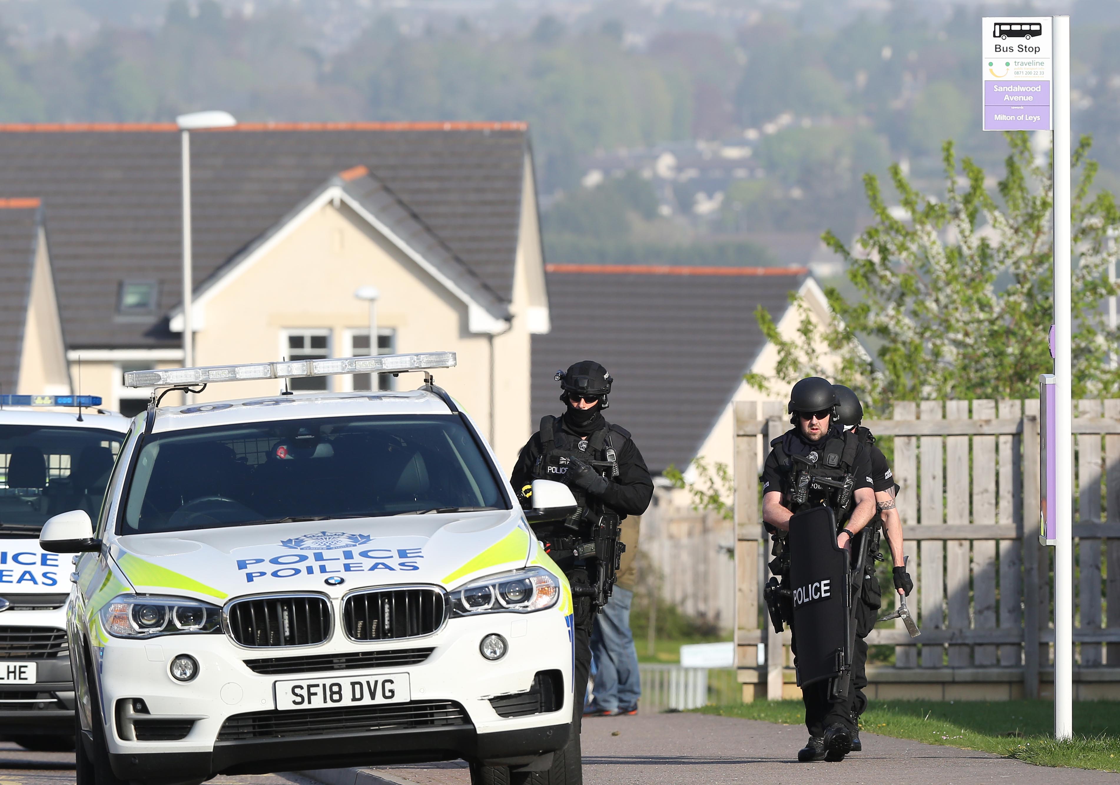 Armed Police were at a siege at a house in the Milton of Leys area of Inverness