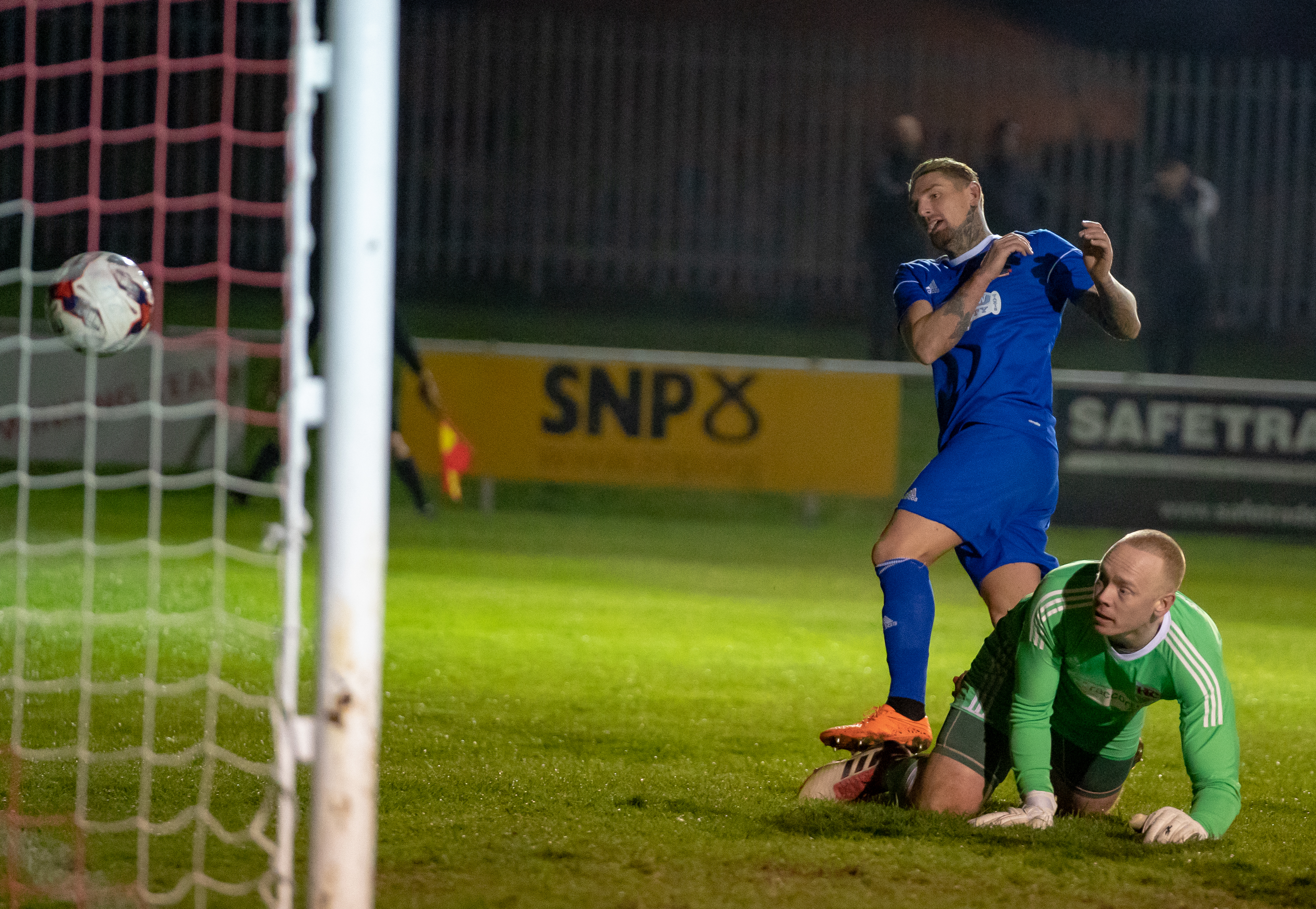 Cove's Martin Scott scores the only goal of the game. Picture: JasperImage.