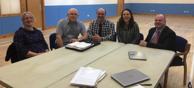 Kathryn MacRae, Pete Jones, Dr Willem Nel, Kate Forbes and Iain Stewart met in Glenelg as part of the NHS Highland chief executives visit to the village to hear of the challenges faced in the local community relating to health and social care