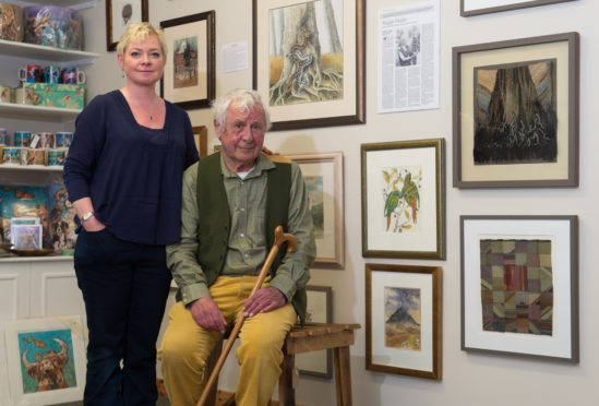 Maggie Riegler's husband Stewart Johnston and daughter Lucy Brown at the opening of the exhibition dedicated to her work.