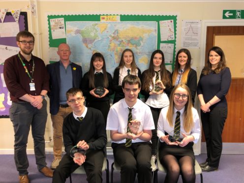 Back from left: Teacher Cameron Young, Laurie Piper, Molly Allerton, Kira McWilliam, Keirra Johnstone, Jo Robinson and Jennifer McEwan.
Front from left: Craig Duncan, Aaron Robertson, Kirsten Tosh