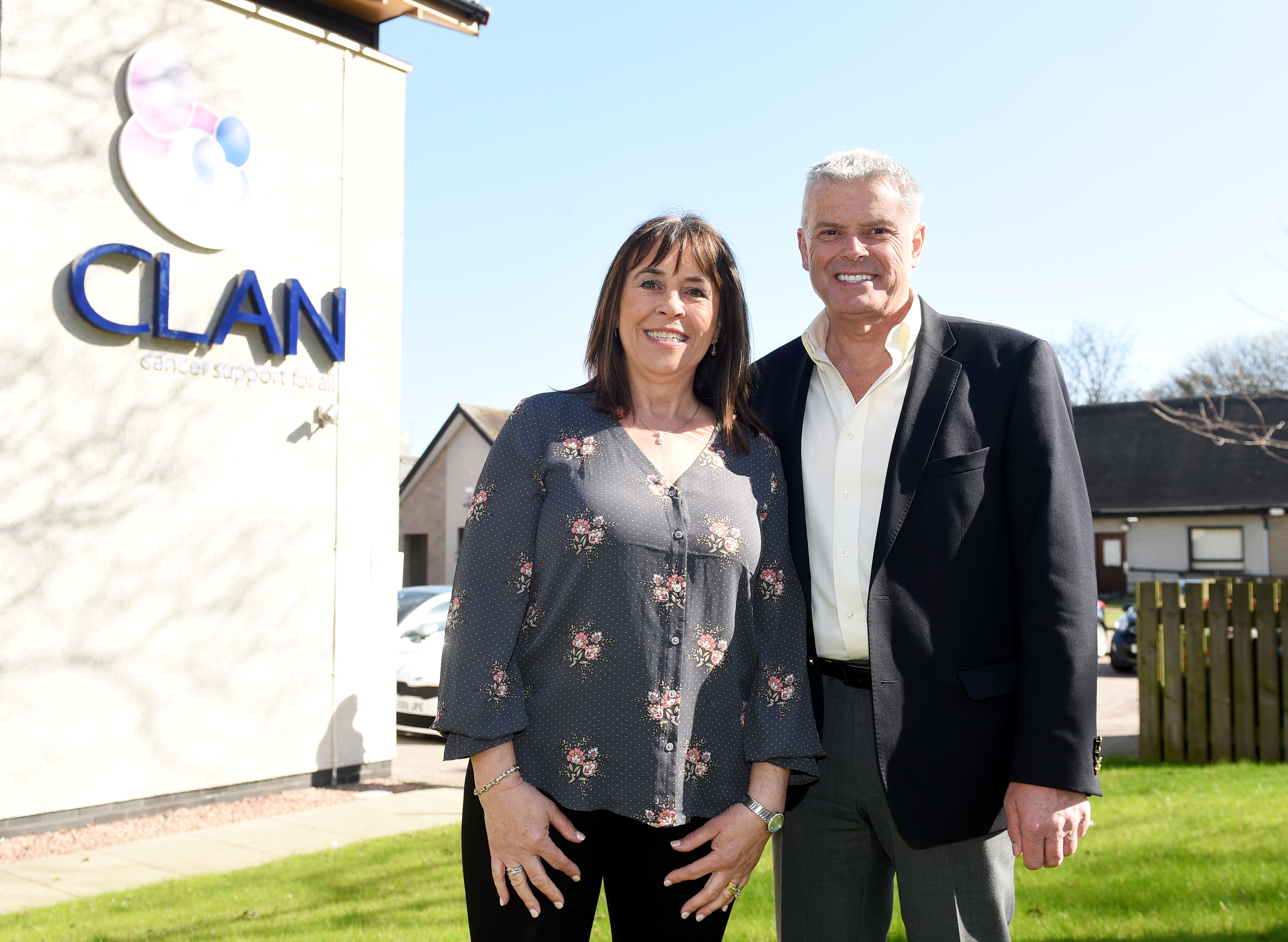 Dave and Fiona Cormack outside Clan House