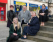 L-R: Jane Munro (Job Centre Plus) Sarah Baxter (DYW Moray) Moray Council Leader Graham Leadbitter Julieann Airens (Scottish Government) and Amy Cruickshank (opportunities for all officer at Moray Council)