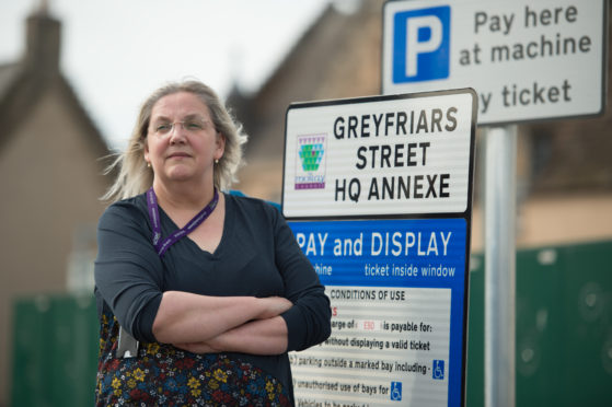 Suzanne Wright, branch secretary of unison is pictured at Moray Council car park and annex.