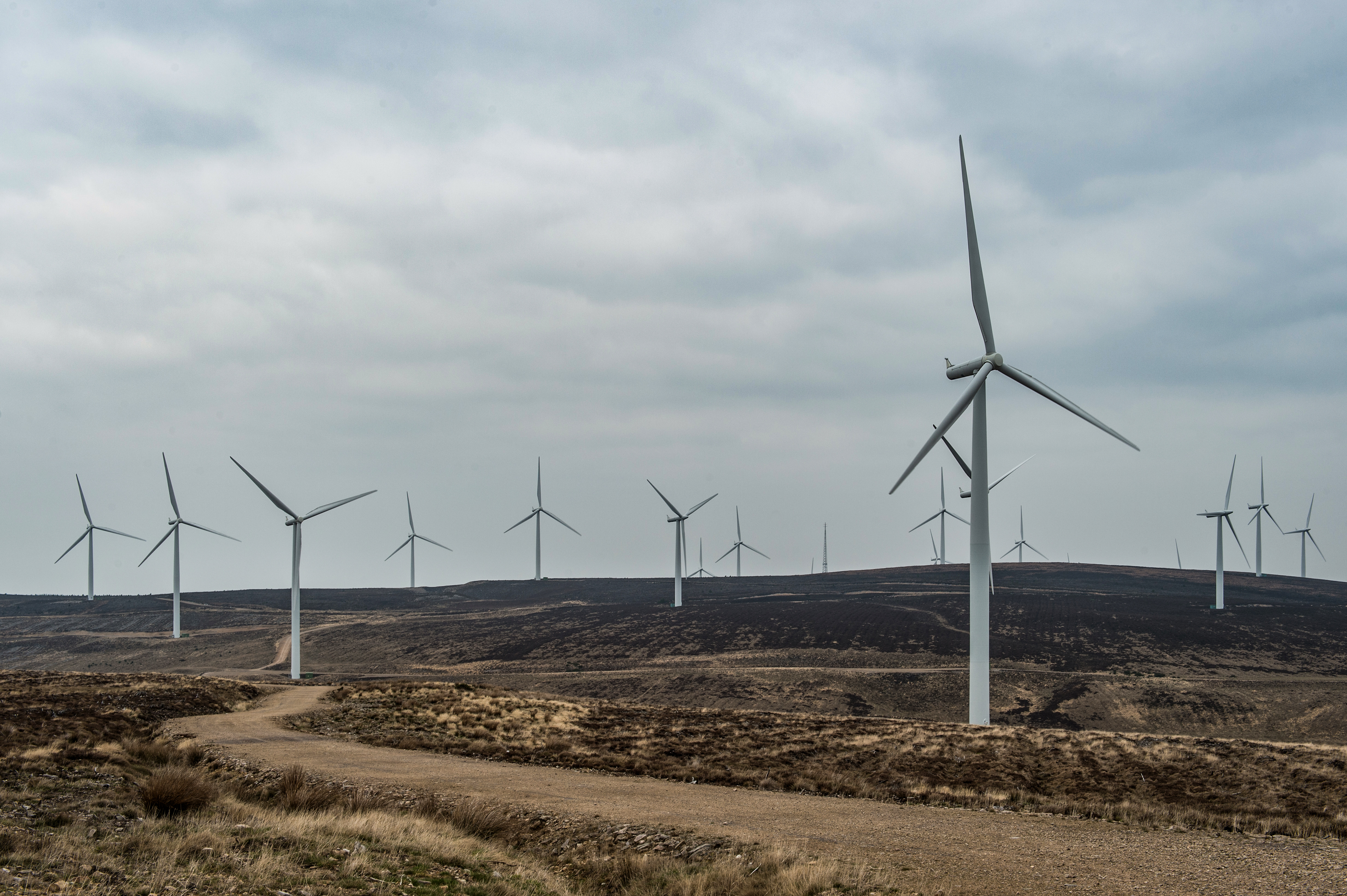 Wind turbines at Rothes Wind Farm.