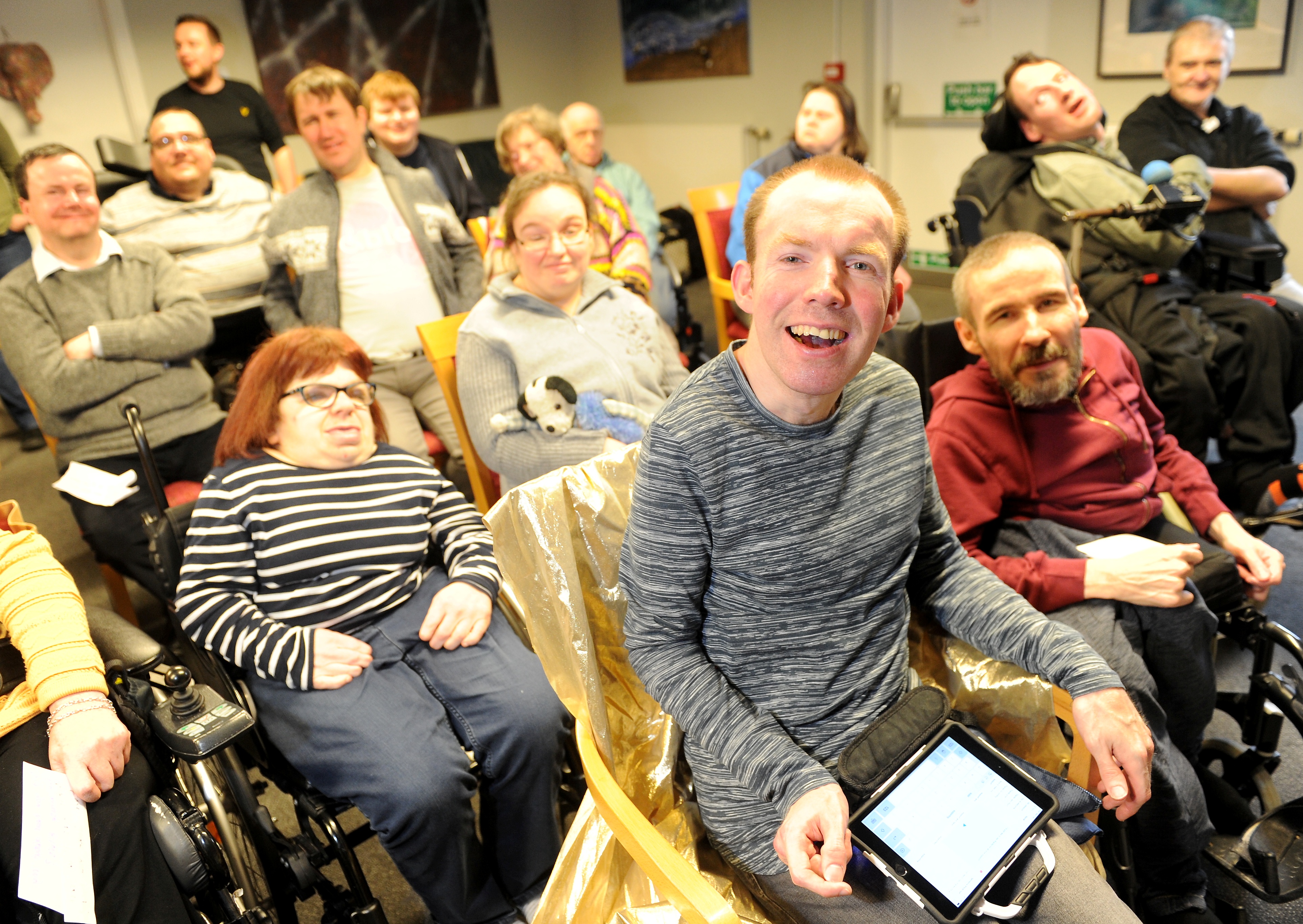 Comedian and winner of Britains Got Talent, Lee Ridley visited the residents of the Leonard Cheshire house in Inverness following his show in Eden Court on Tuesday evening.
