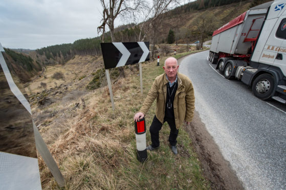 Speyside Glenlivet councillor Derek Ross at the Parkmore Brae bends.