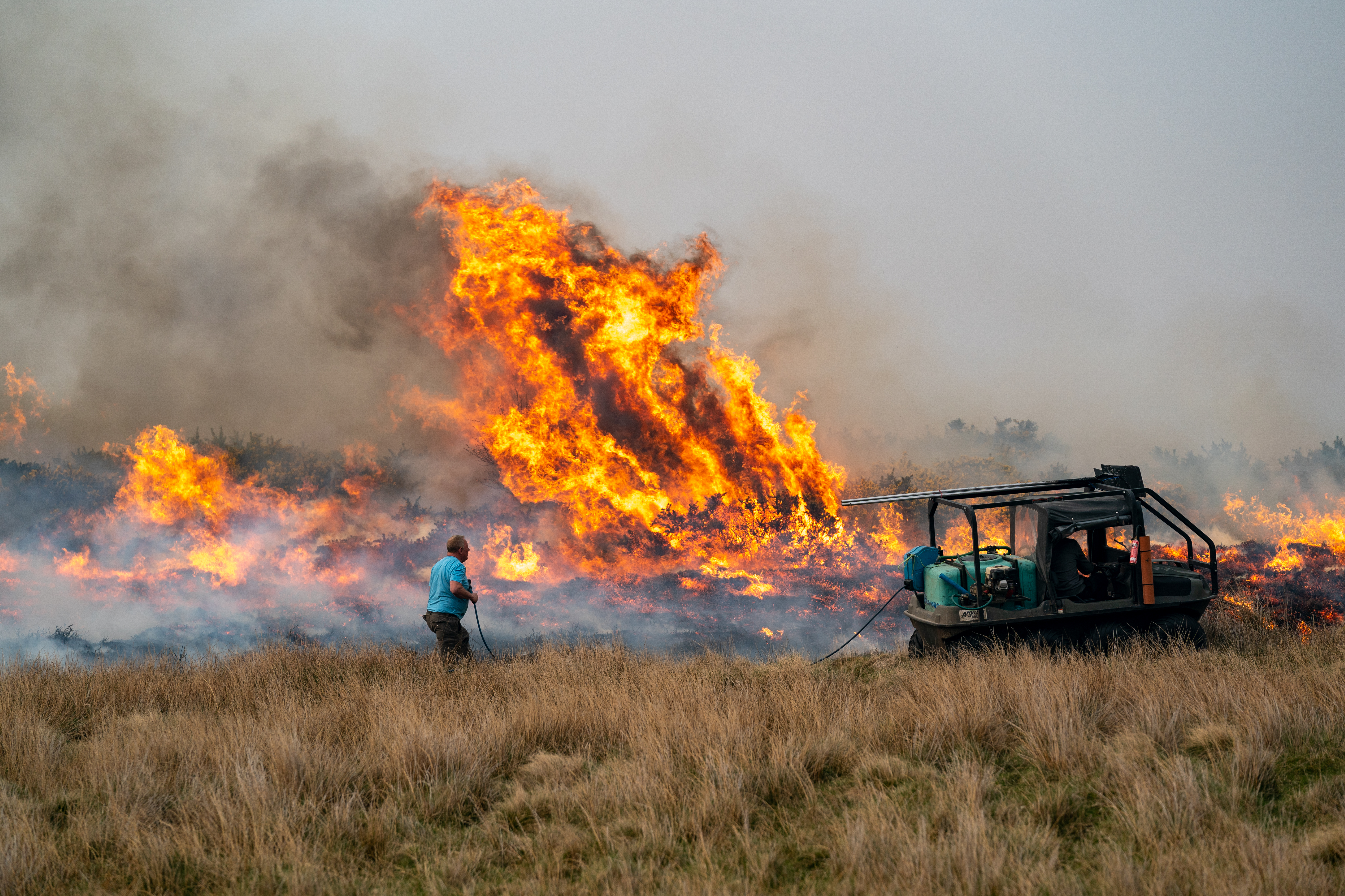 The raging fire near the wind farm.