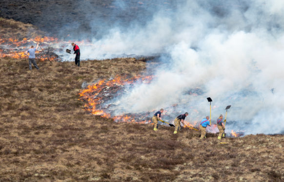 The raging wildfire extending between Knockando and Dunphail in Moray, Scotland.