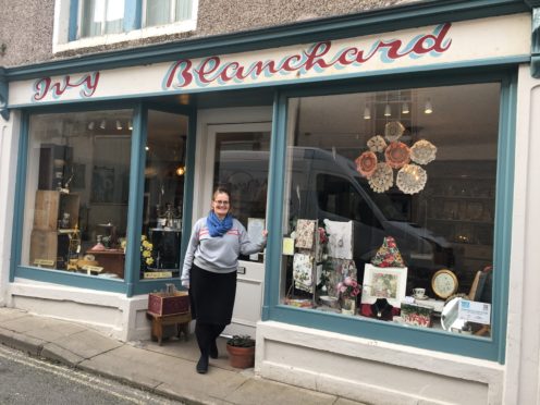 Rachel Kennedy outside the shop on Bridge Street, Banff