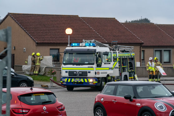 The scene at Redwell Court, Whitehills.