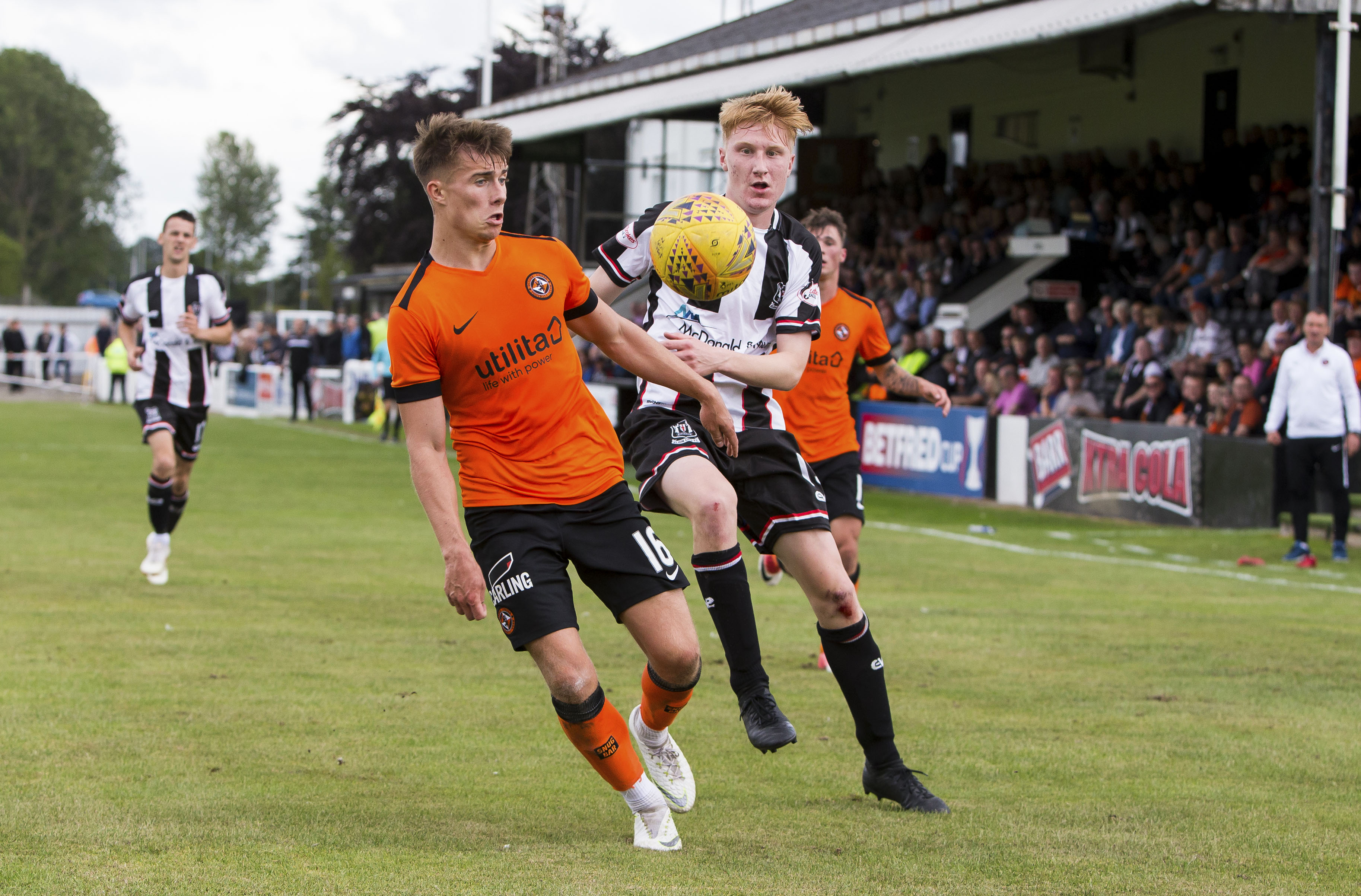 28/07/18 BETFRED CUP GROUP A
 ELGIN CITY v DUNDEE UNITED (0-4) 
 BOROUGH BRIGGS - ELGIN
 Dundee United's Matthew Smith (left) holds off Elgin's David Wilson