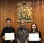 Harry Ratcliffe and Lauren Parsons pictured with Catriona Dalrymple, presiding judge of the semi-final and Procurator Fiscal for Local Courts in the North and East of Scotland following their victorious semi-final appearance