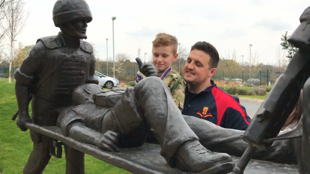 Logan Beck with dad, Gary, at Help For Heroes Recovery Centre.