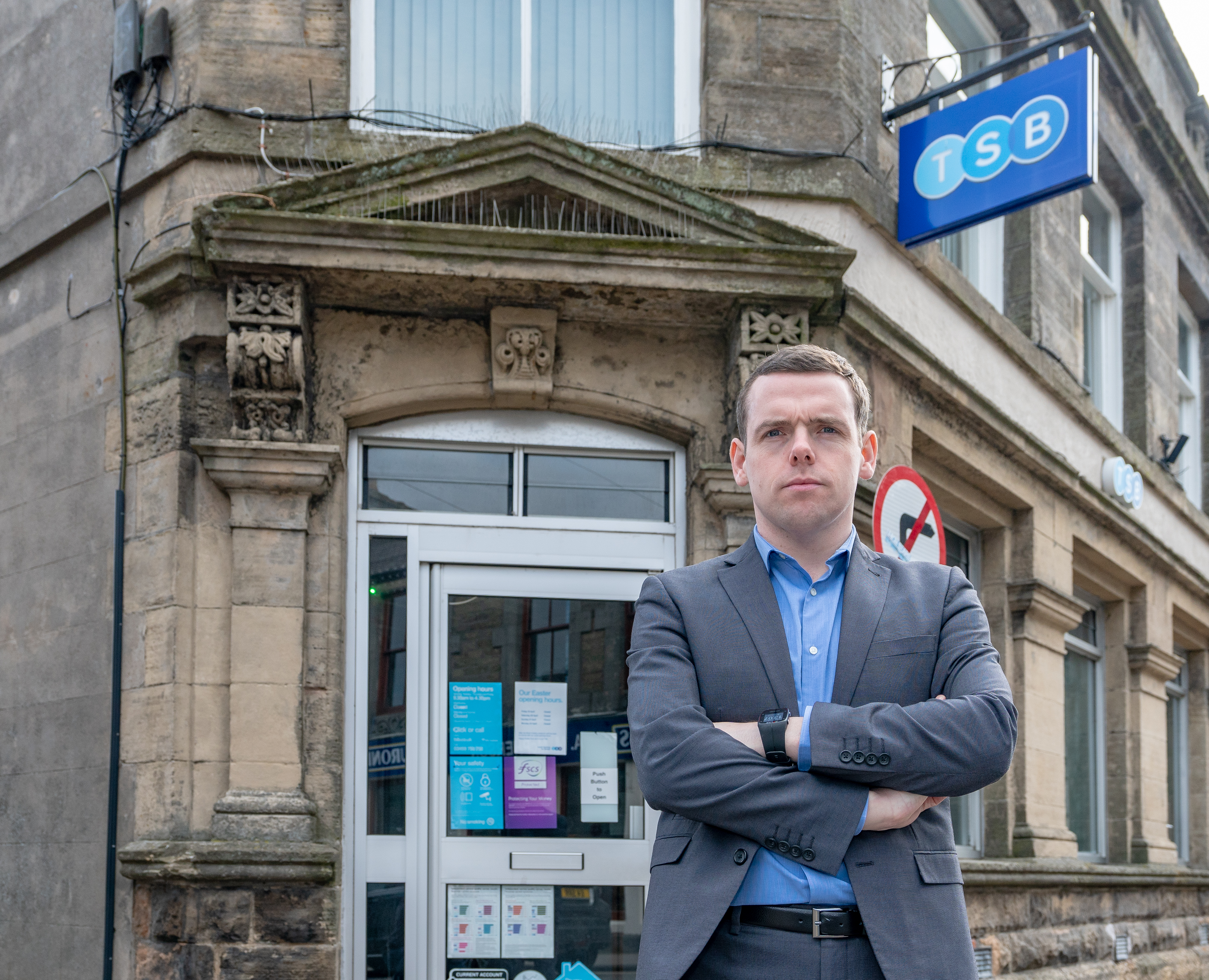 Douglas Ross at the TSB in Mide Street in Keith.