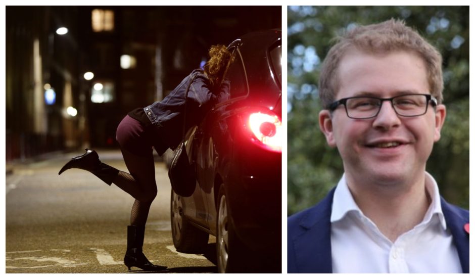 Left, a staged photo of a sex worker. Right, Michael Kusznir,