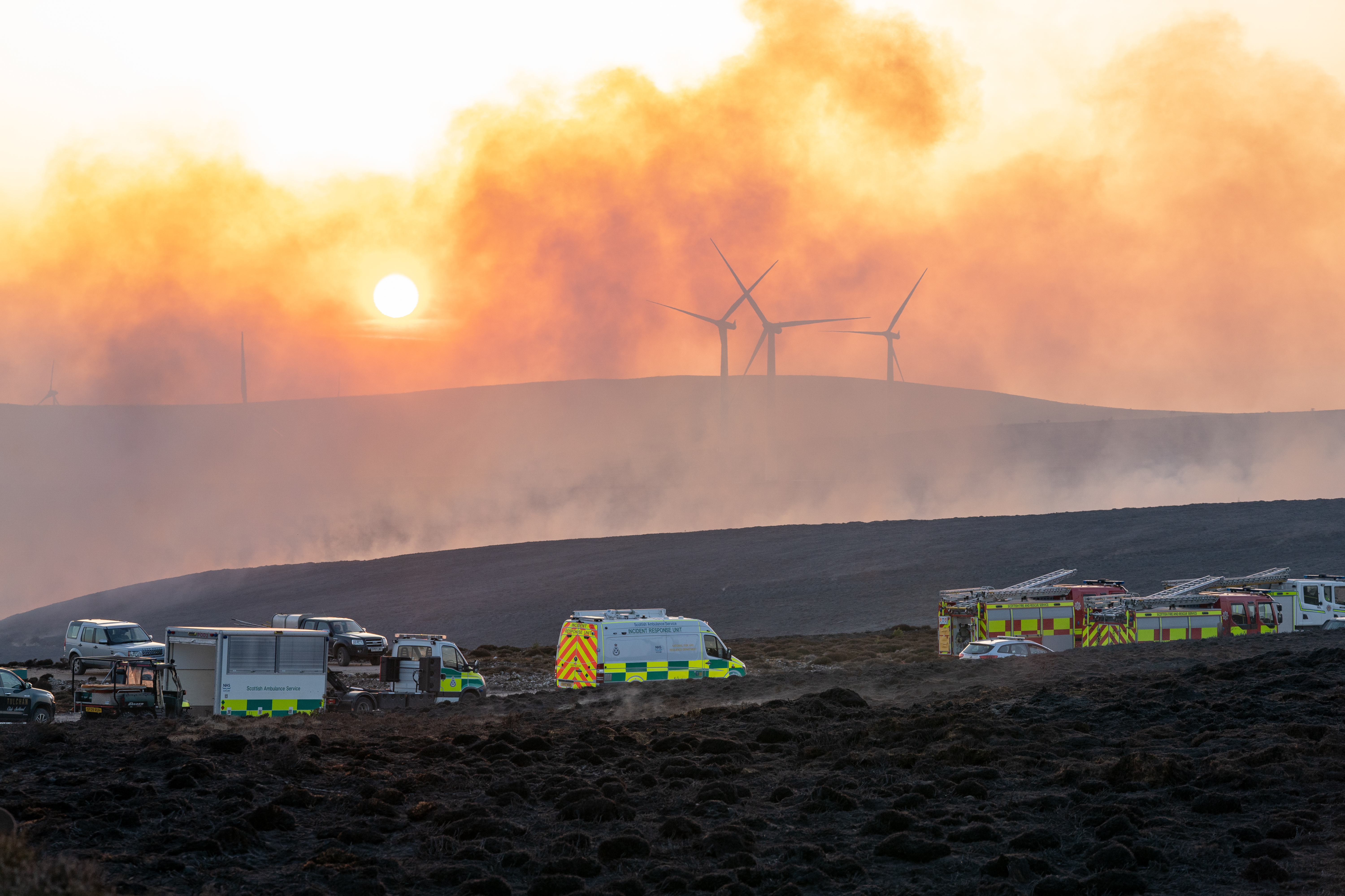 The scene of the wild fire within Ballindalloch Estate and within Pauls Hill Wind Farm, Moray.