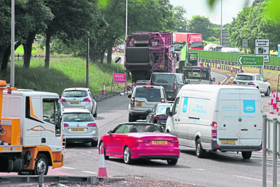 Traffic diverted at Broxden in Perth following the accident.