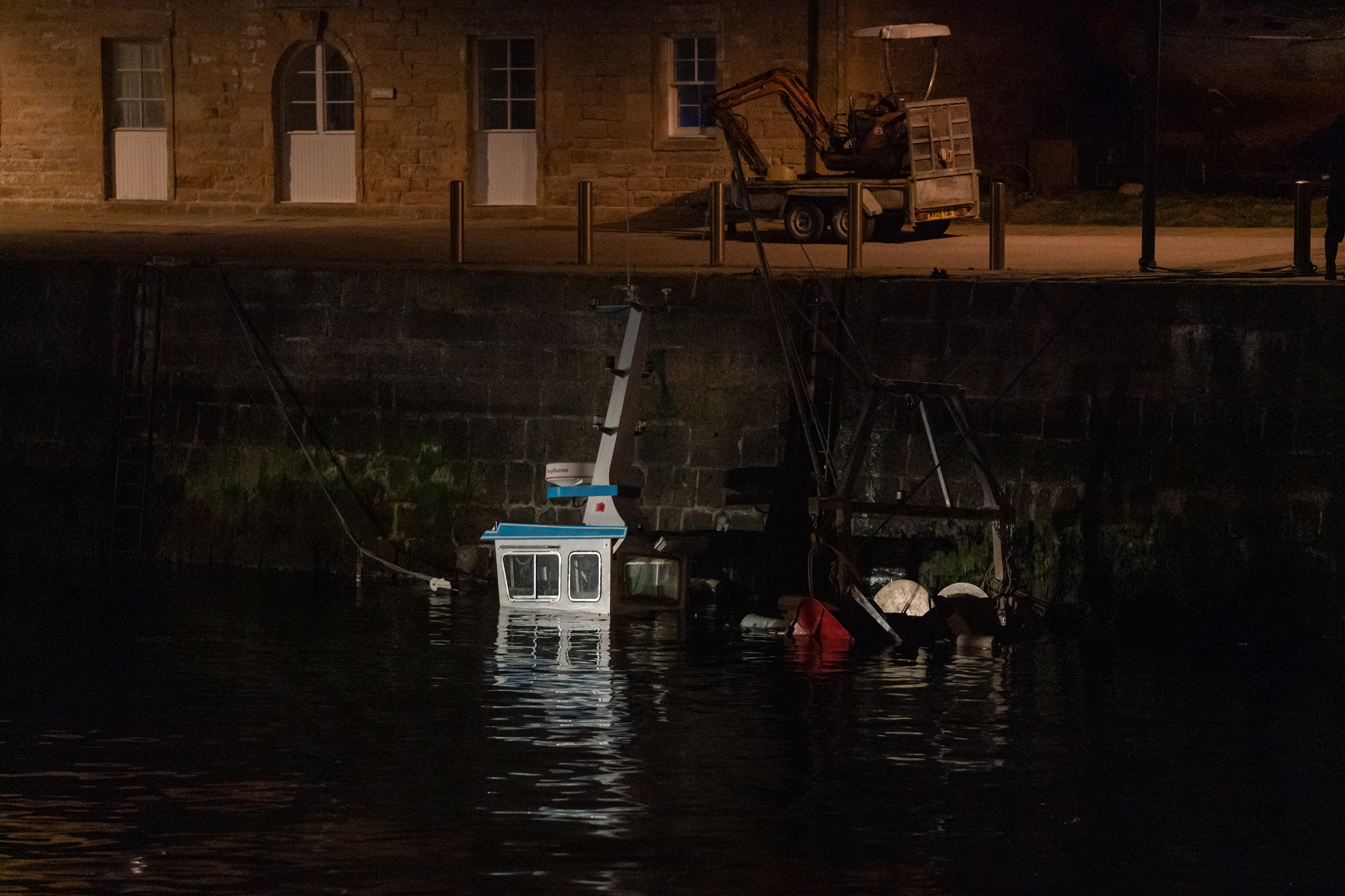 The fishing boat that sank within Burghead Harbour, Moray. Picture: JASPERIMAGE