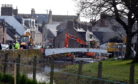 The White Bridge in Stonehaven being removed in 2019.