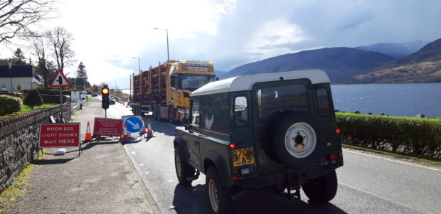 Road works on the A82 to the south of Fort William are lengthening journey times in the town.