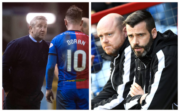 Caley Thistle's manager John Robertson and Ross County co-managers Steven Ferguson and Stuart Kettlewell.