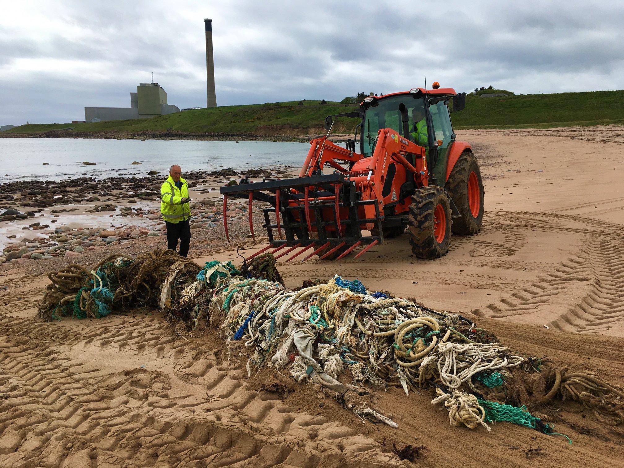 A hefty trail of nets and marine litter pulled from Sandford Bay - picture by Crawford Paris of the Turning the Plastic Tide project