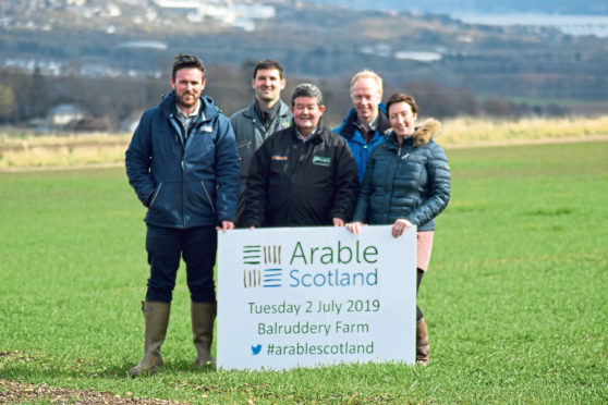 Chris Leslie (AHDB), David Young (James Hutton Institute), Keith Brand (Hutchinsons), Adrian Newton and Pam Cassidy (James Hutton Institute)