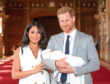 The Duke and Duchess of Sussex with their baby son, who was born on Monday morning, during a photocall in St George's Hall at Windsor Castle in Berkshire.