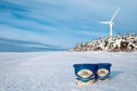 Mackies Ice Cream tub with snow and turbines