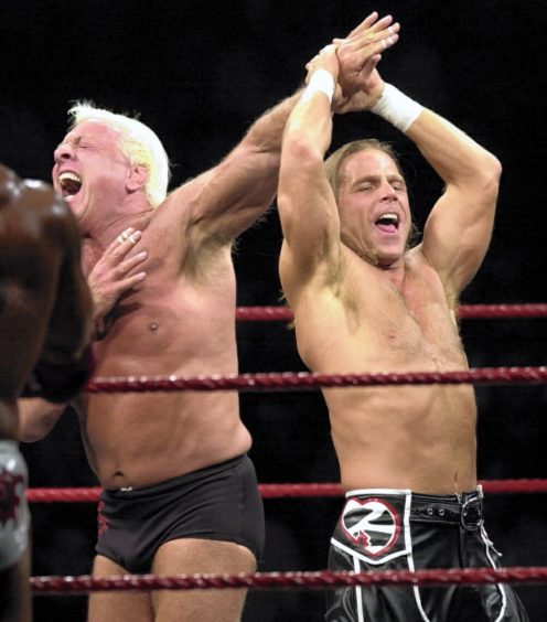 Legends Ric Flair and Shawn Michaels clashed in the AECC in 2005